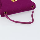 CHANEL 2.55 Matelasse Hand Bag Cotton Purple Gold CC Auth yk19598-7