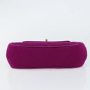 CHANEL 2.55 Matelasse Hand Bag Cotton Purple Gold CC Auth yk19598-5