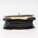 CHANEL Choco Bar Chain Bag Lamb Skin Patent Beige Silver CC Auth yk19599-10