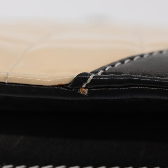 CHANEL Choco Bar Chain Bag Lamb Skin Patent Beige Silver CC Auth yk19599