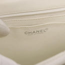 CHANEL Choco Bar Chain Bag Lamb Skin Patent Beige Silver CC Auth yk19599-20