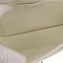 CHANEL Choco Bar Chain Bag Lamb Skin Patent Beige Silver CC Auth yk19599-21