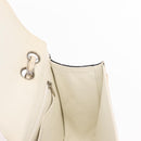 CHANEL Choco Bar Chain Bag Lamb Skin Patent Beige Silver CC Auth yk19599-22
