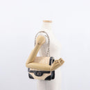 CHANEL Choco Bar Chain Bag Lamb Skin Patent Beige Silver CC Auth yk19599-27