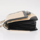 CHANEL Choco Bar Chain Bag Lamb Skin Patent Beige Silver CC Auth yk19599-5