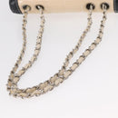 CHANEL Choco Bar Chain Bag Lamb Skin Patent Beige Silver CC Auth yk19599-8