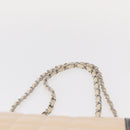 CHANEL Choco Bar Chain Bag Lamb Skin Patent Beige Silver CC Auth yk19599-9