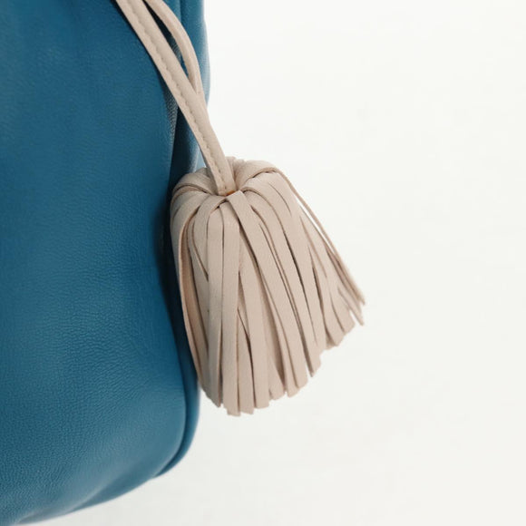 LOEWE Anagram Shoulder Bag Leather Blue Auth yk19601V