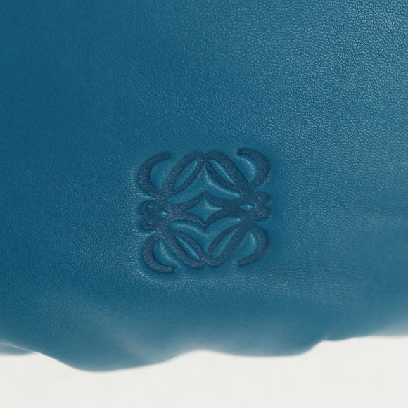 LOEWE Anagram Shoulder Bag Leather Blue Auth yk19601V