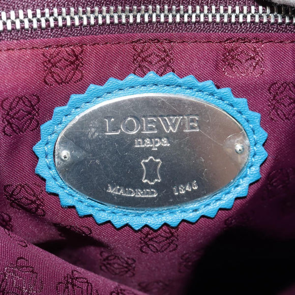 LOEWE Anagram Shoulder Bag Leather Blue Auth yk19601V