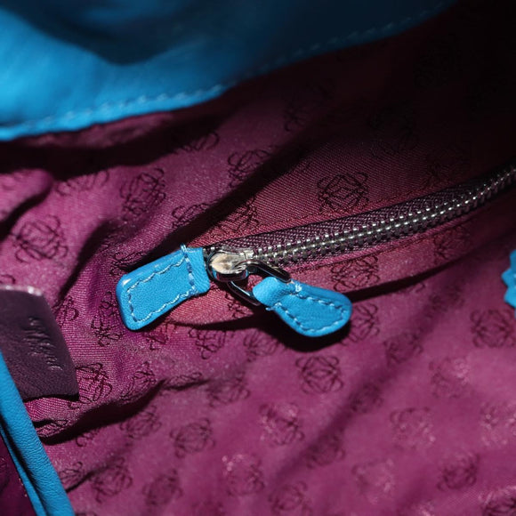 LOEWE Anagram Shoulder Bag Leather Blue Auth yk19601V