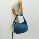 LOEWE Anagram Shoulder Bag Leather Blue Auth yk19601V-24