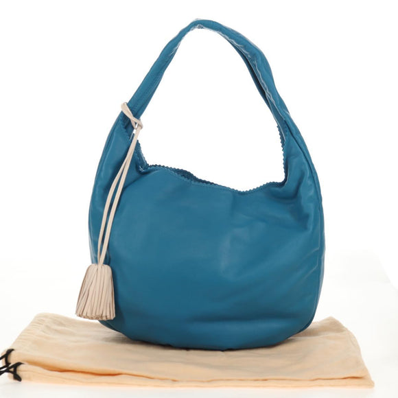 LOEWE Anagram Shoulder Bag Leather Blue Auth yk19601V