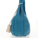 LOEWE Anagram Shoulder Bag Leather Blue Auth yk19601V-3