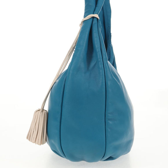 LOEWE Anagram Shoulder Bag Leather Blue Auth yk19601V