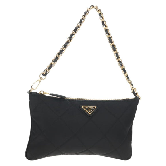 PRADA Test Input Accessory Pouch Nylon Black Gold Auth yk19602V