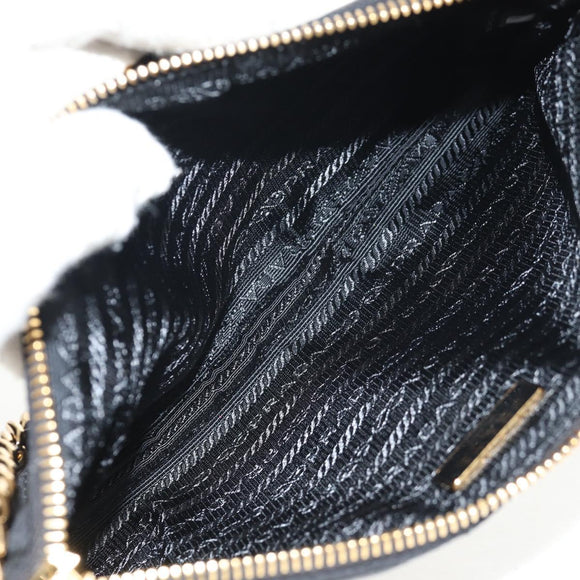 PRADA Test Input Accessory Pouch Nylon Black Gold Auth yk19602V