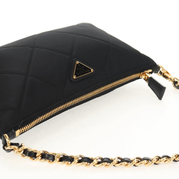 PRADA Test Input Accessory Pouch Nylon Black Gold Auth yk19602V
