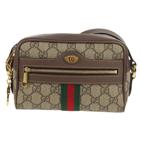 GUCCI Ophidia GG Supreme Web Sherry Line Bag PVC Beige 517350 Auth yk19604M