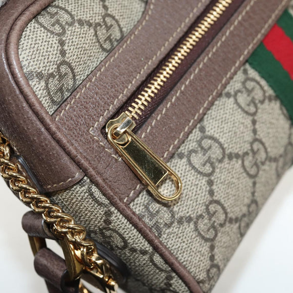 GUCCI Ophidia GG Supreme Web Sherry Line Bag PVC Beige 517350 Auth yk19604M