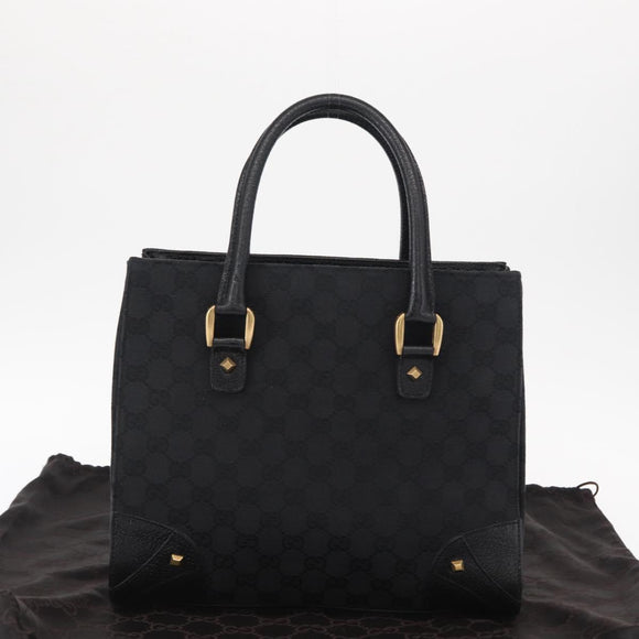 GUCCI GG Canvas Hand Bag Black 123439 Auth yk19605