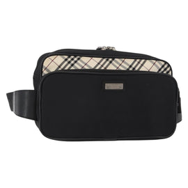 BURBERRY Nova Check Black label Waist bag Nylon Black Silver Auth yk19615