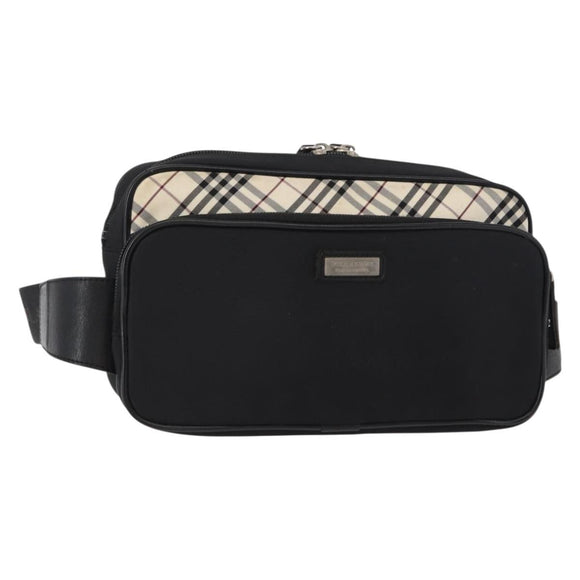 BURBERRY Nova Check Black label Waist bag Nylon Black Silver Auth yk19615