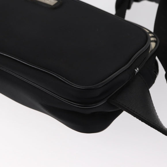BURBERRY Nova Check Black label Waist bag Nylon Black Silver Auth yk19615