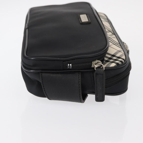 BURBERRY Nova Check Black label Waist bag Nylon Black Silver Auth yk19615