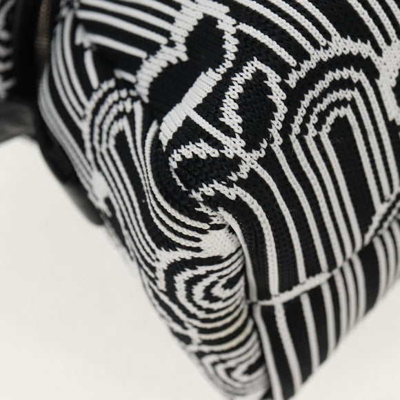 PRADA Signeau Shoulder Bag Canvas Black Silver 1BC165 Auth yk19619M