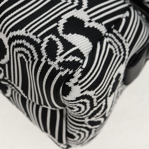 PRADA Signeau Shoulder Bag Canvas Black Silver 1BC165 Auth yk19619M