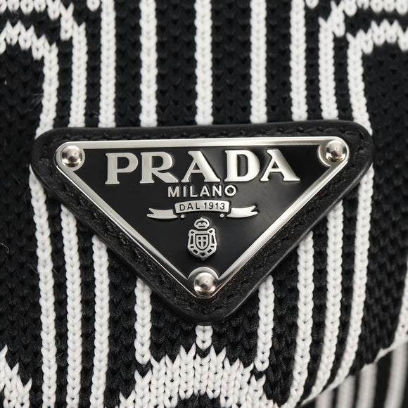 PRADA Signeau Shoulder Bag Canvas Black Silver 1BC165 Auth yk19619M