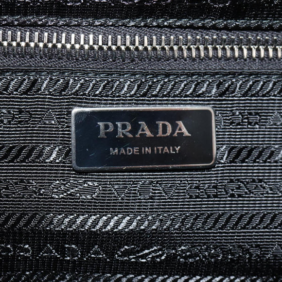 PRADA Signeau Shoulder Bag Canvas Black Silver 1BC165 Auth yk19619M
