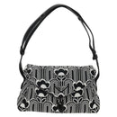 PRADA Signeau Shoulder Bag Canvas Black Silver 1BC165 Auth yk19619M-2