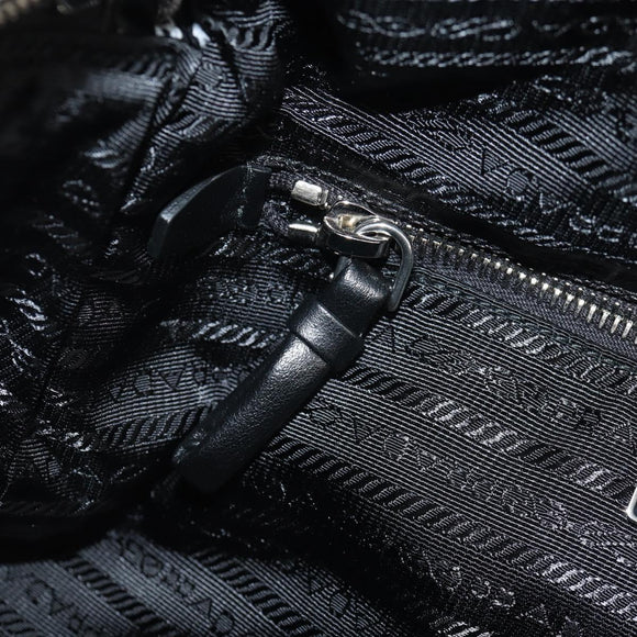 PRADA Signeau Shoulder Bag Canvas Black Silver 1BC165 Auth yk19619M