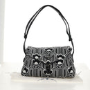 PRADA Signeau Shoulder Bag Canvas Black Silver 1BC165 Auth yk19619M-27