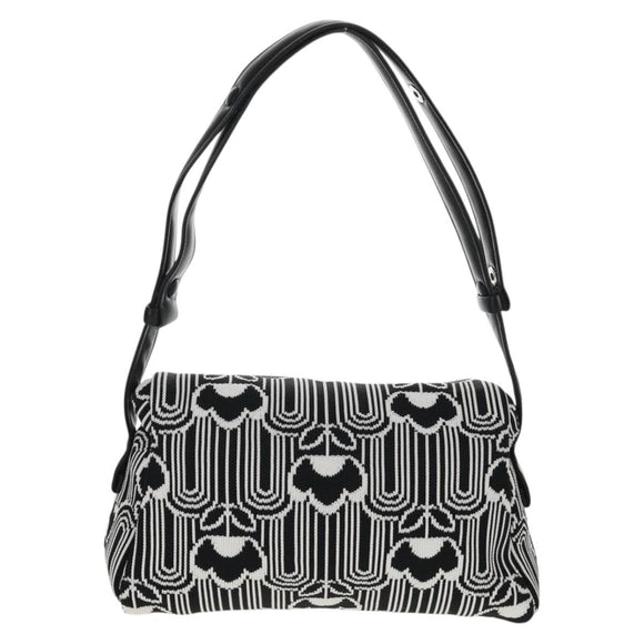 PRADA Signeau Shoulder Bag Canvas Black Silver 1BC165 Auth yk19619M