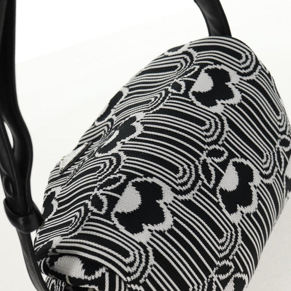 PRADA Signeau Shoulder Bag Canvas Black Silver 1BC165 Auth yk19619M