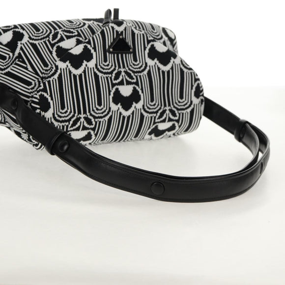 PRADA Signeau Shoulder Bag Canvas Black Silver 1BC165 Auth yk19619M