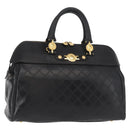 VERSACE Hand Bag Leather Yellow Black Auth yk19622-1