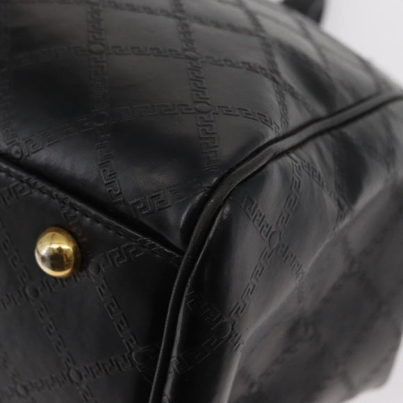 VERSACE Hand Bag Leather Yellow Black Auth yk19622