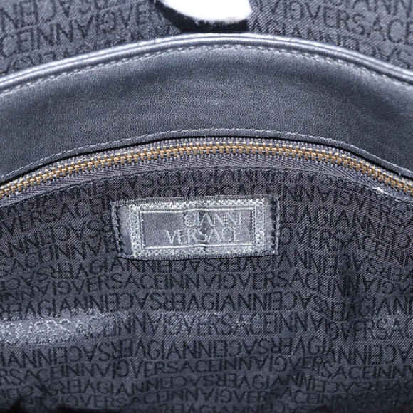 VERSACE Hand Bag Leather Yellow Black Auth yk19622