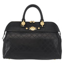 VERSACE Hand Bag Leather Yellow Black Auth yk19622-2