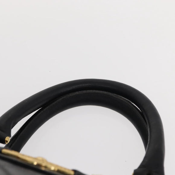 VERSACE Hand Bag Leather Yellow Black Auth yk19622