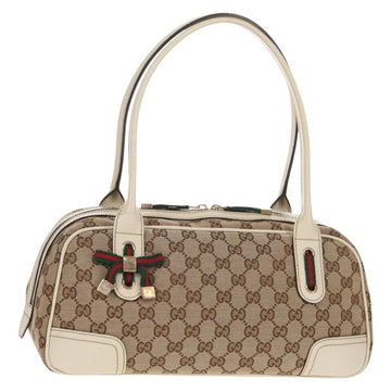 GUCCI Pretty GG Canvas Web Sherry Line Hand Bag Beige Gold 161720 Auth yk19624V