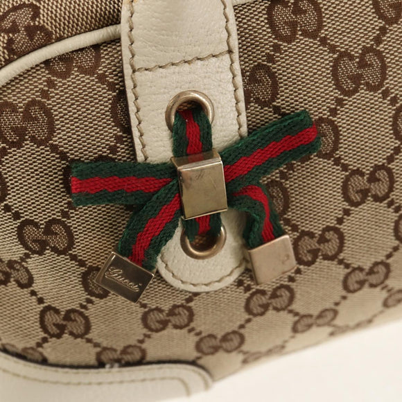 GUCCI Pretty GG Canvas Web Sherry Line Hand Bag Beige Gold 161720 Auth yk19624V