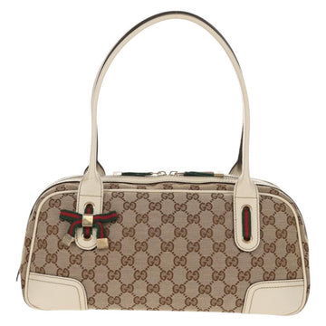 GUCCI Pretty GG Canvas Web Sherry Line Hand Bag Beige Gold 161720 Auth yk19624V - 0