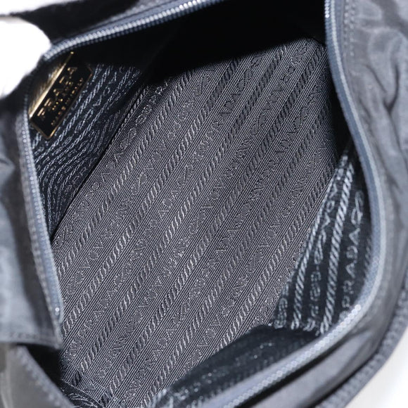 PRADA Hand Bag Nylon Black Gold Auth yk19626