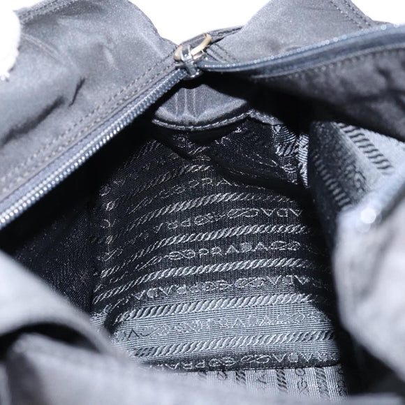 PRADA Hand Bag Nylon Black Gold Auth yk19626