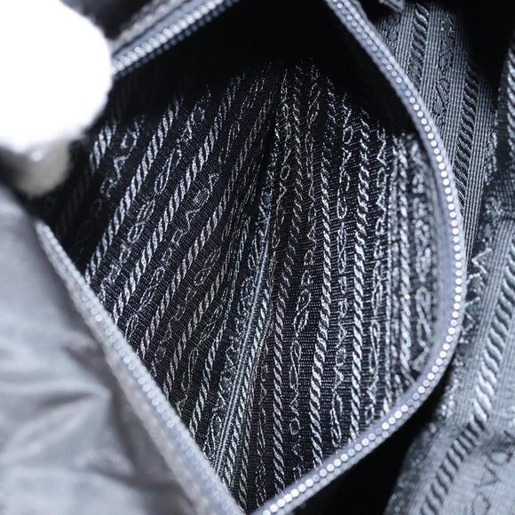 PRADA Hand Bag Nylon Black Gold Auth yk19626